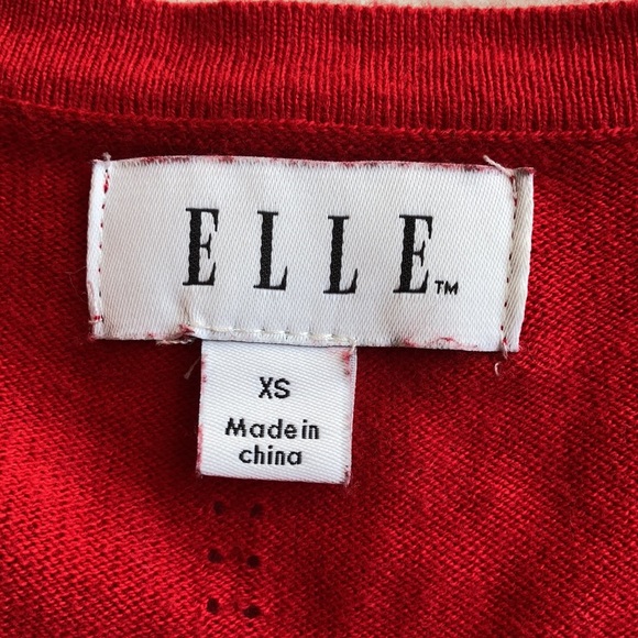 ELLE | Red Cardigan w/ Rhinestone Buttons - Picture 8 of 8